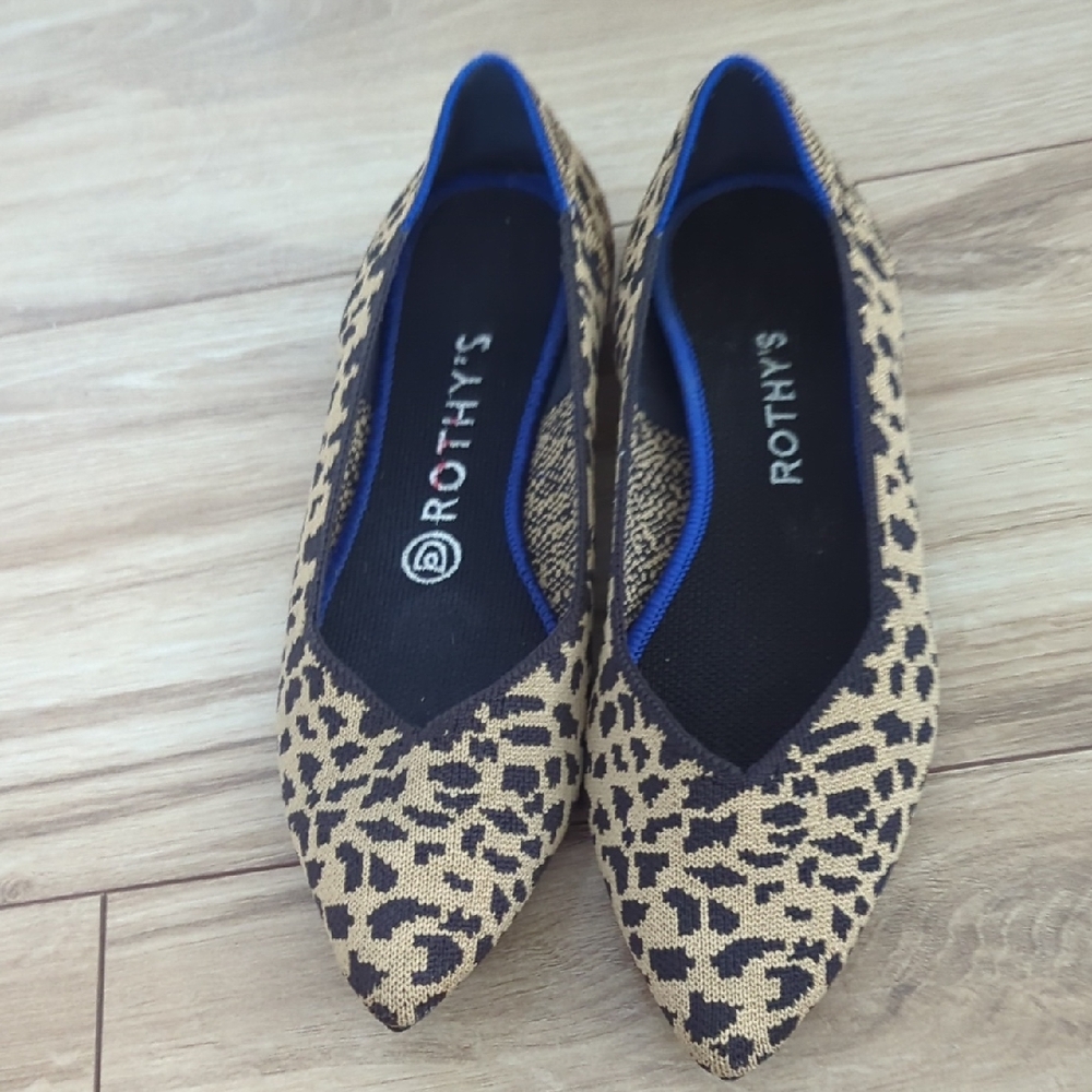 Rothy's Tan and Black Patterned Women's Flats Cheetah 8